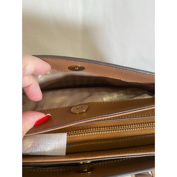 Karl Lagerfeld Paris Honey Brown Multi-colored  Satchel w Detachable Strap NWT - Picture 11 of 14